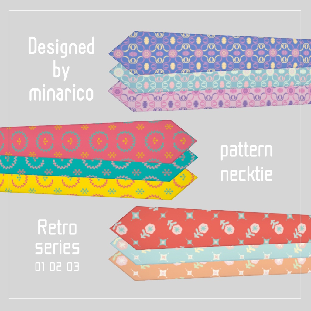 【Vroid】Necktie:Retro pattern set01~03