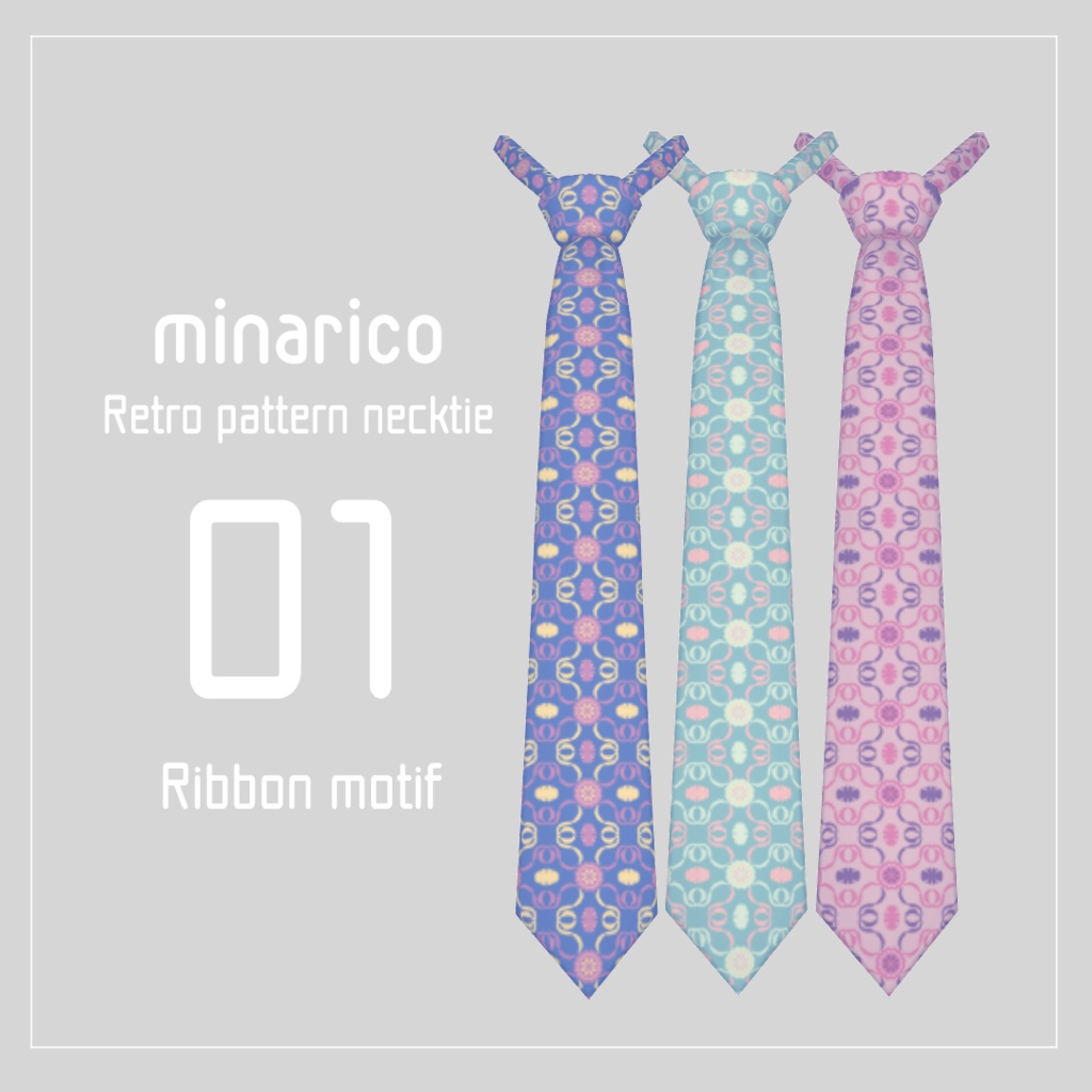 【Vroid】Necktie:Retro pattern set01~03