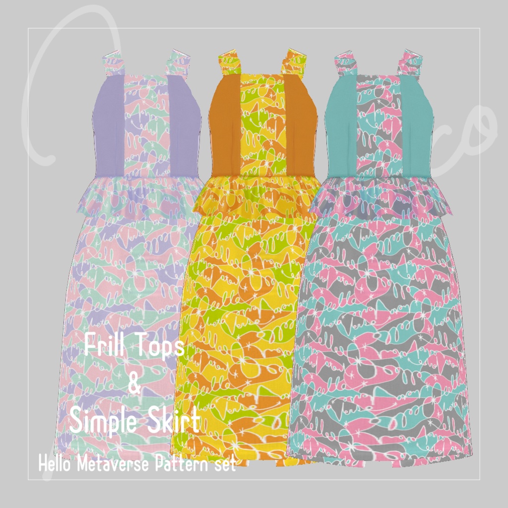 【Vroid】Frill Tops + Simple Skirt Set