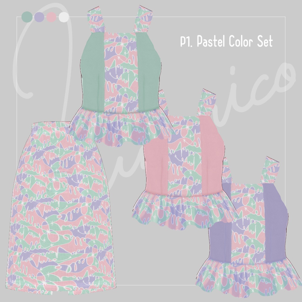【Vroid】Frill Tops + Simple Skirt Set