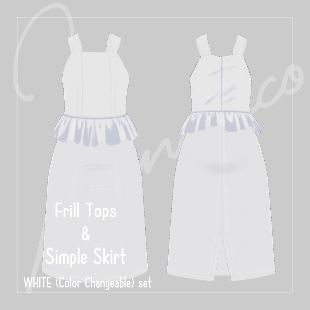 【Vroid】Frill Tops + Simple Skirt Set