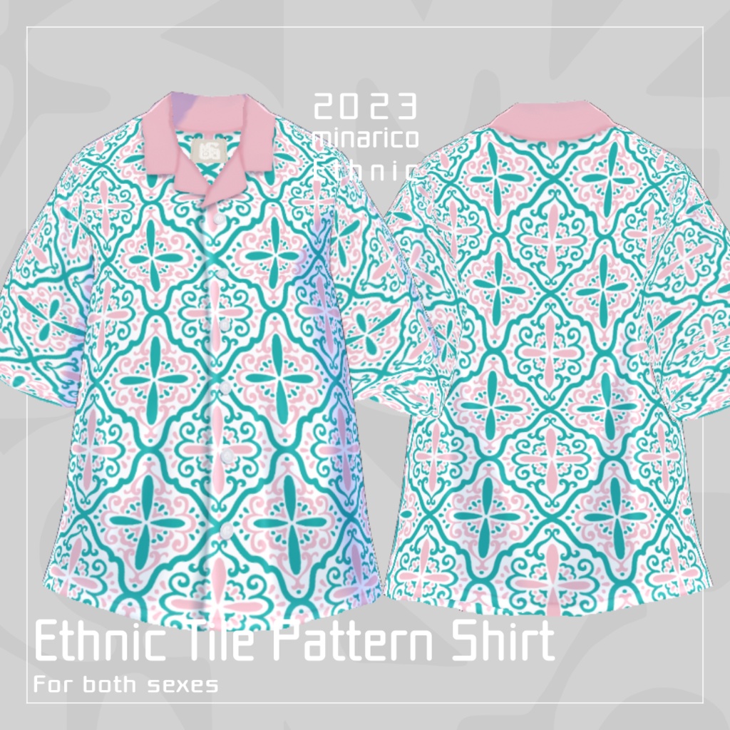 【男女兼用】Ethnic Tile Pattern Shirt【VRoid】