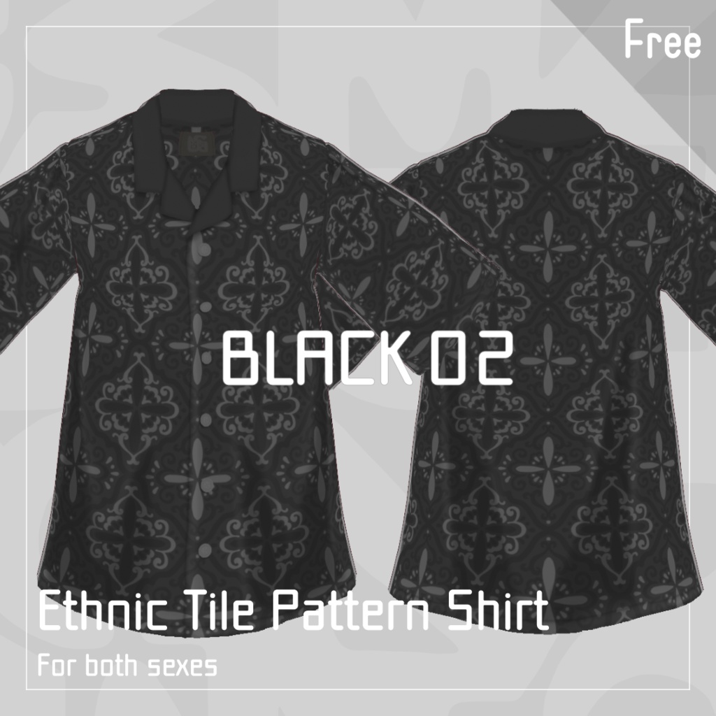 【男女兼用】Ethnic Tile Pattern Shirt【VRoid】