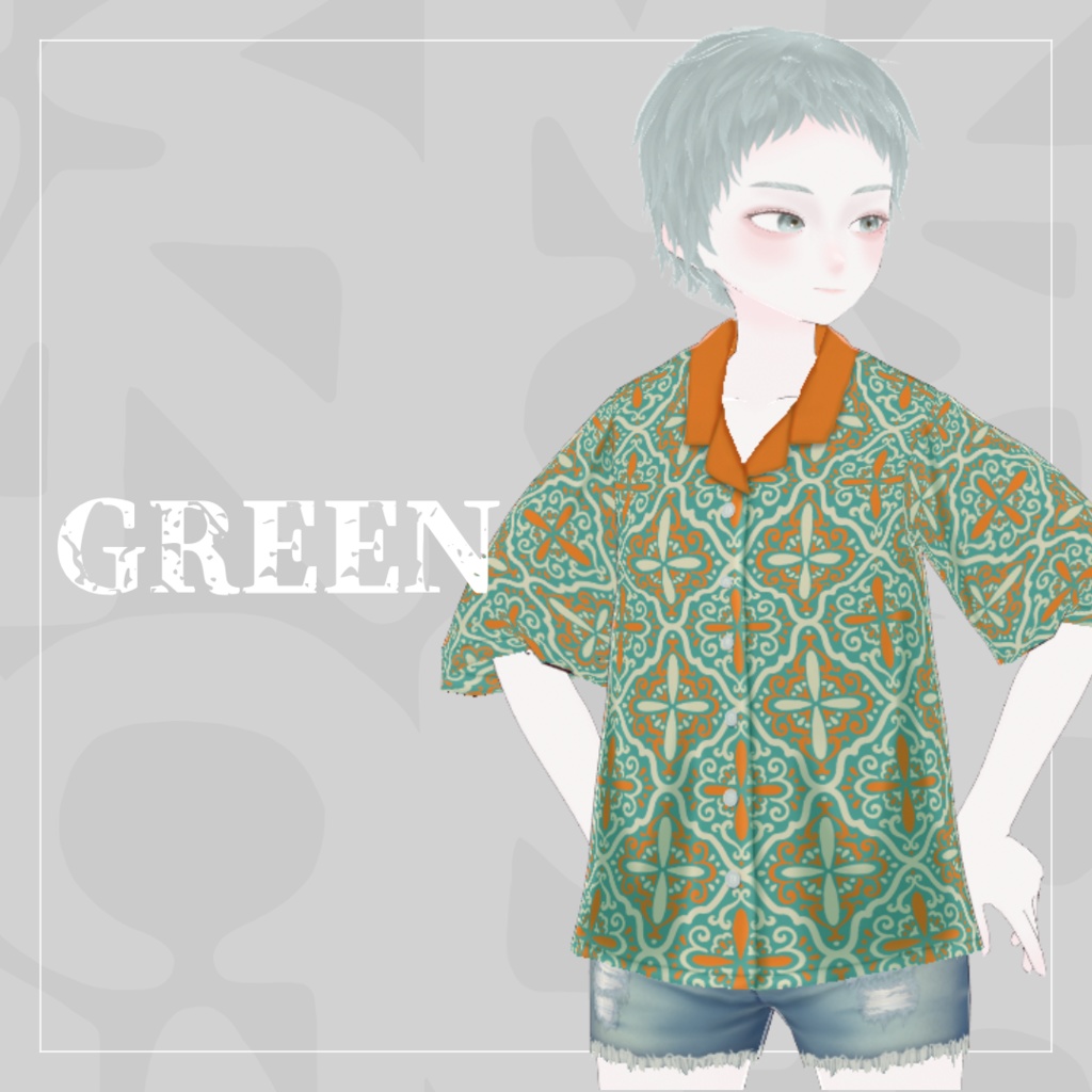 【男女兼用】Ethnic Tile Pattern Shirt【VRoid】