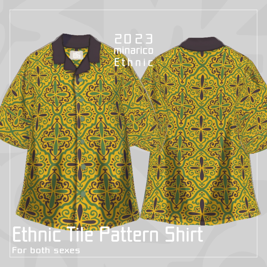 【男女兼用】Ethnic Tile Pattern Shirt【VRoid】