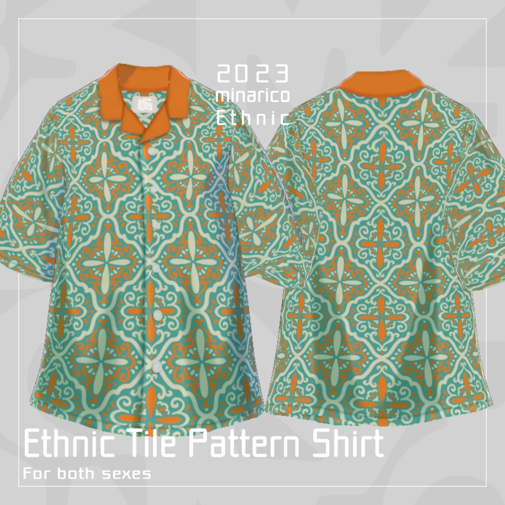 【男女兼用】Ethnic Tile Pattern Shirt【VRoid】