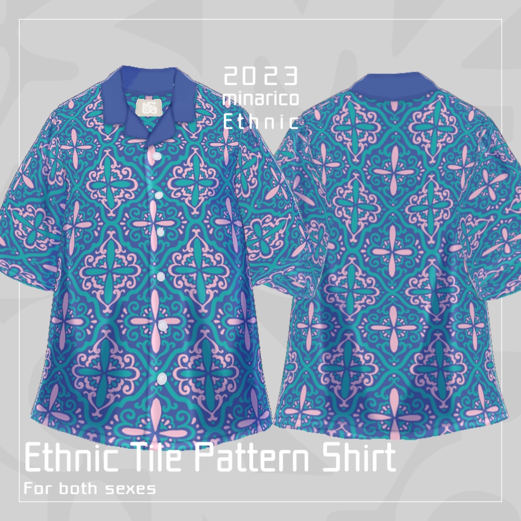 【男女兼用】Ethnic Tile Pattern Shirt【VRoid】
