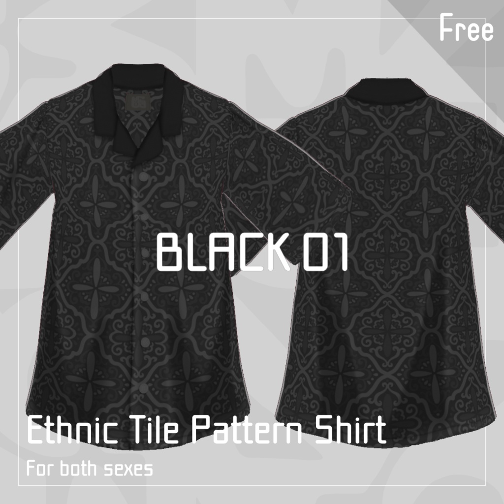 【男女兼用】Ethnic Tile Pattern Shirt【VRoid】