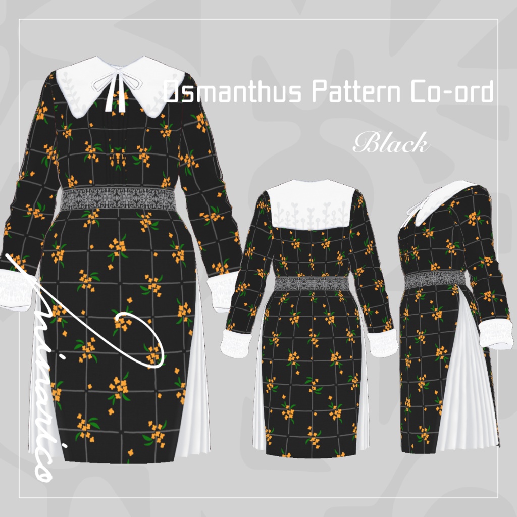 【VRoid】Side pleats Co-ord : Osmanthus / Color Changeable White