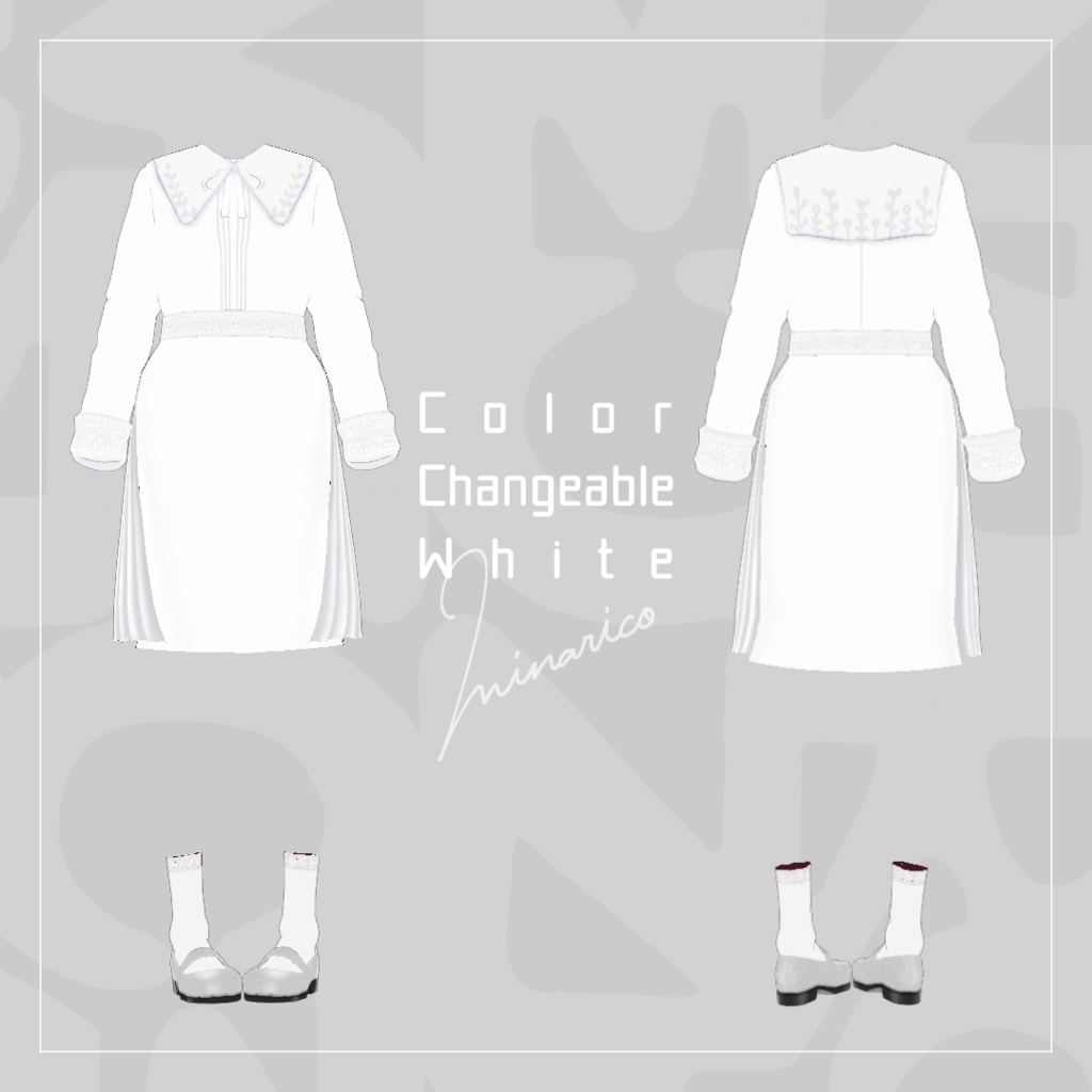 【VRoid】Side pleats Co-ord : Osmanthus / Color Changeable White