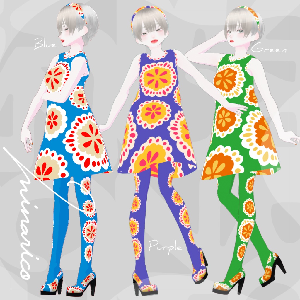 【VRoid】Retro Pop A-Line mini Dress