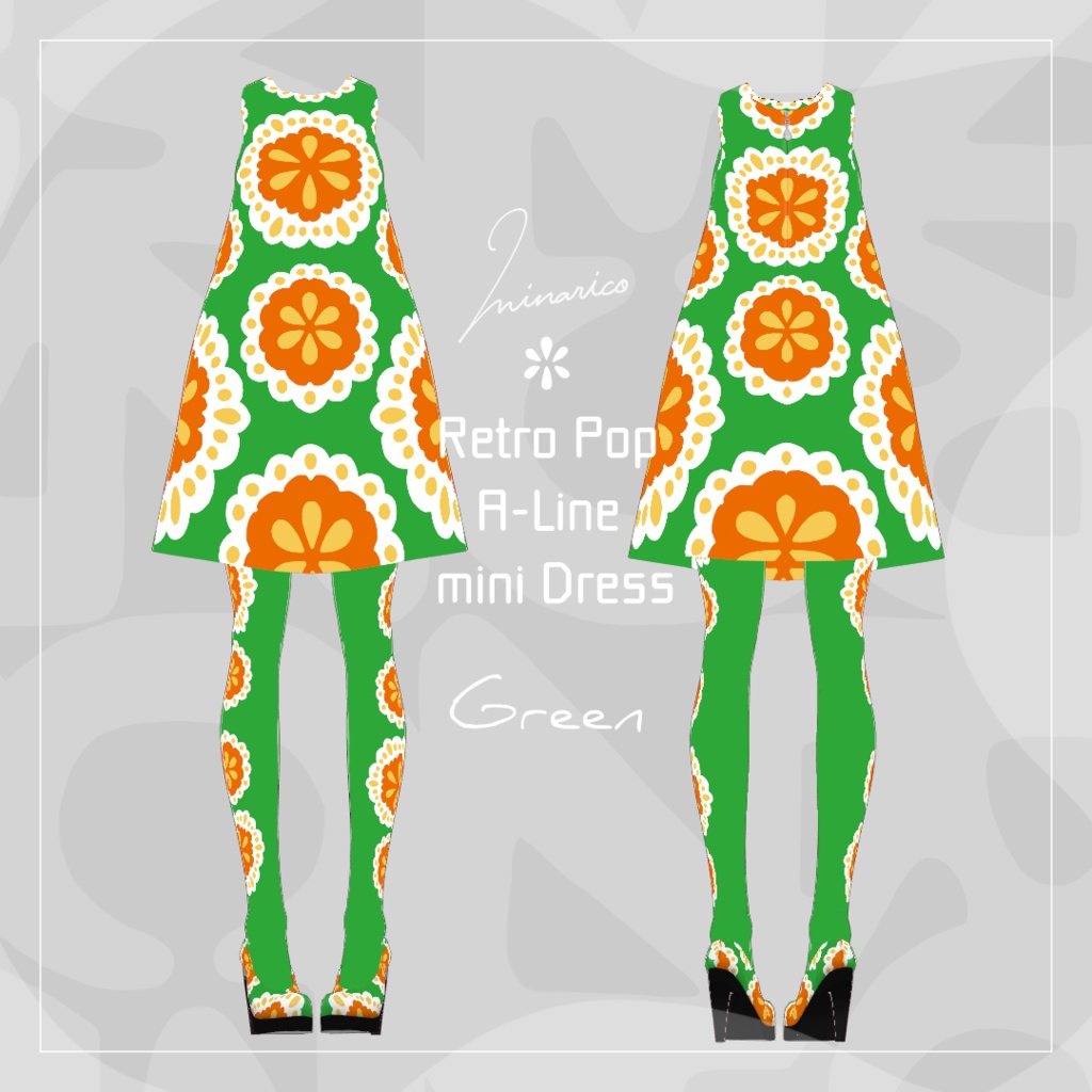 【VRoid】Retro Pop A-Line mini Dress