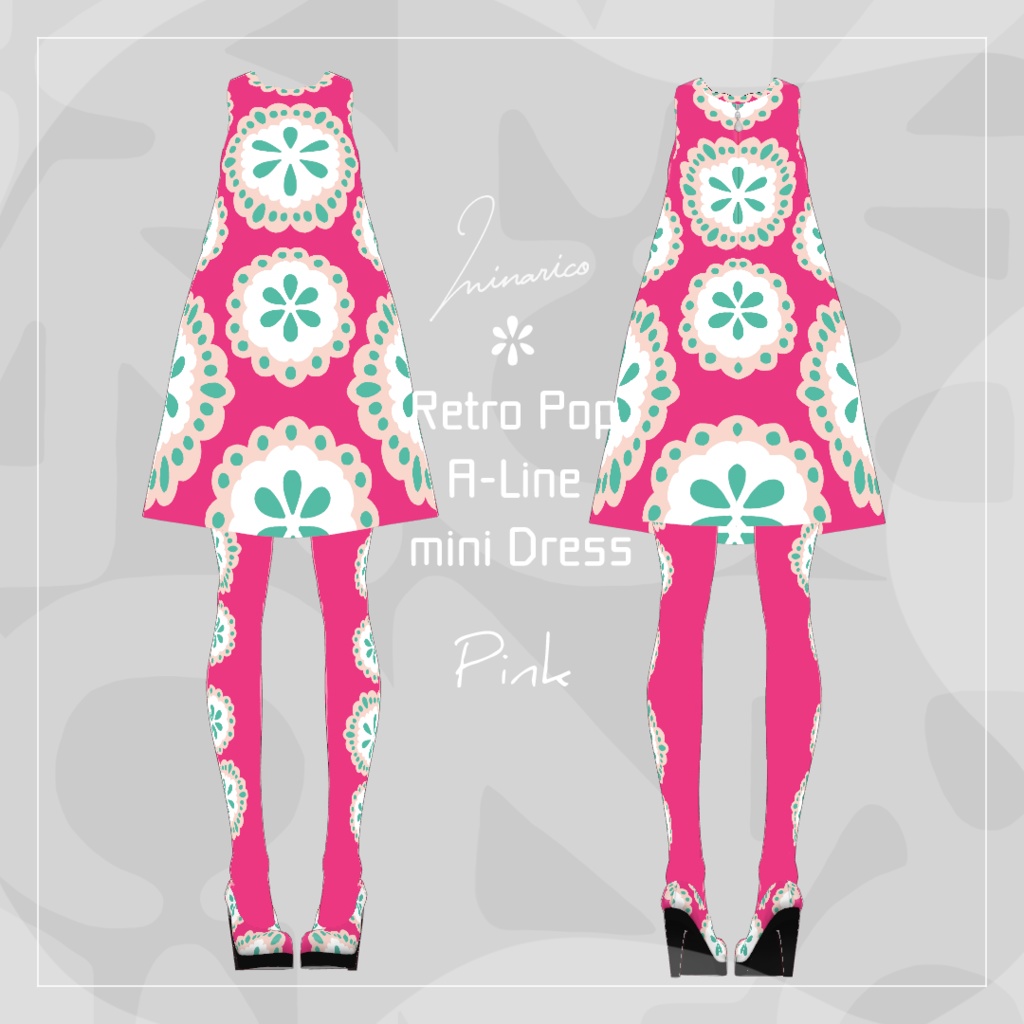 【VRoid】Retro Pop A-Line mini Dress