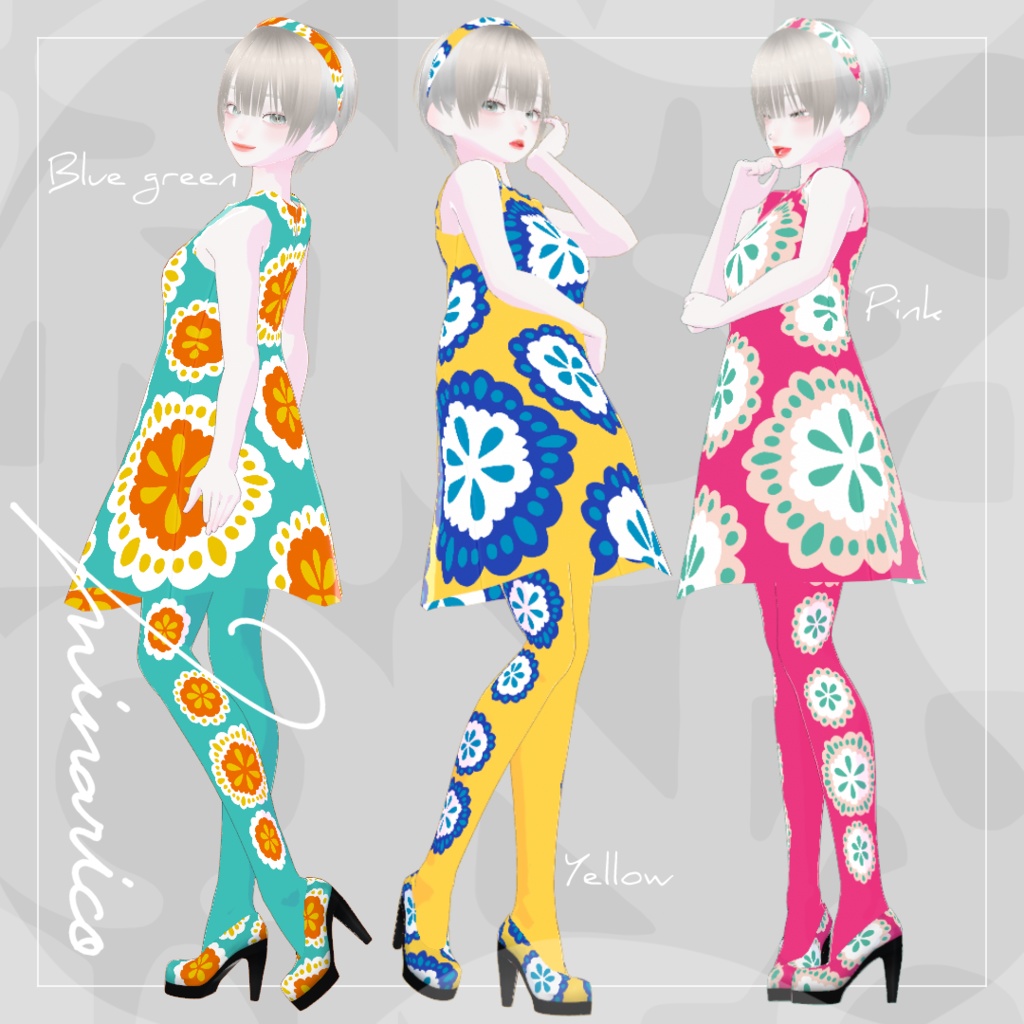 【VRoid】Retro Pop A-Line mini Dress