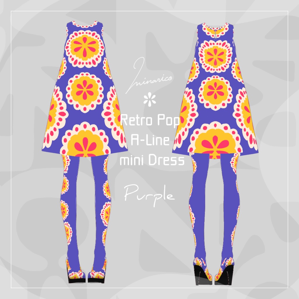 【VRoid】Retro Pop A-Line mini Dress