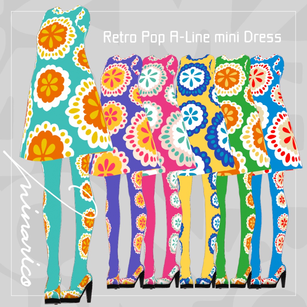 【VRoid】Retro Pop A-Line mini Dress