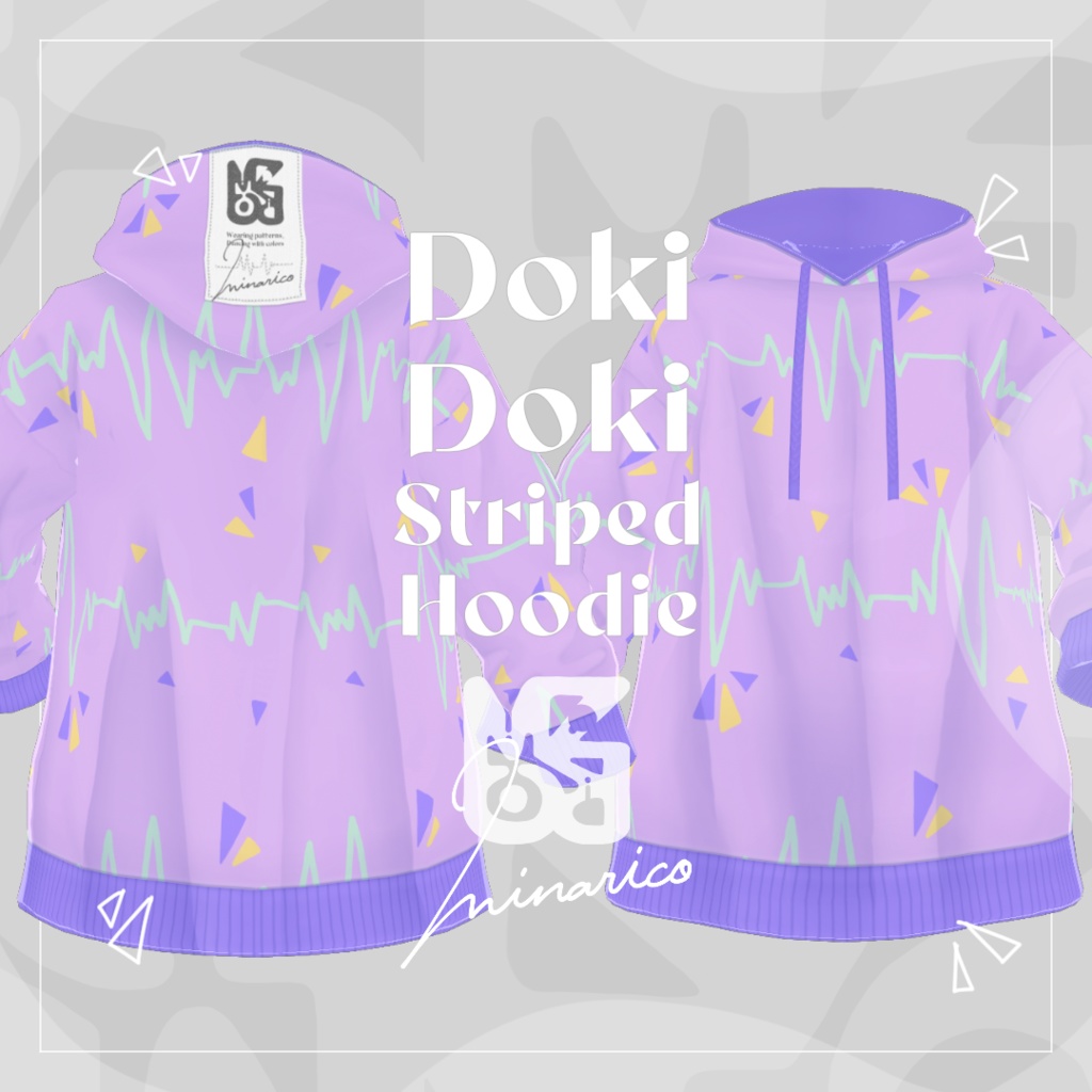 【VRoid】Doki Doki Striped Hoodie【男女兼用】