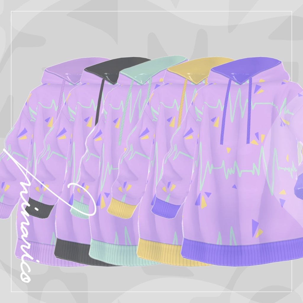 【VRoid】Doki Doki Striped Hoodie【男女兼用】