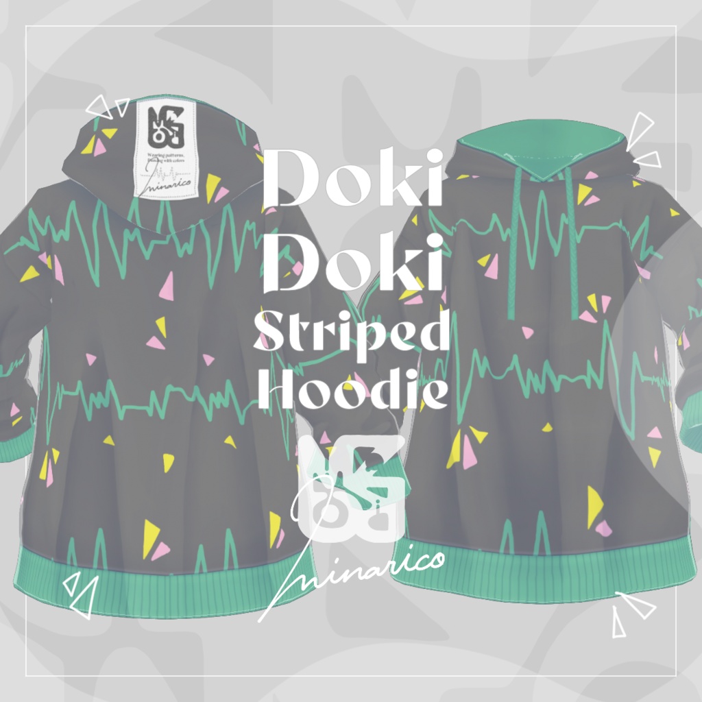 【VRoid】Doki Doki Striped Hoodie【男女兼用】