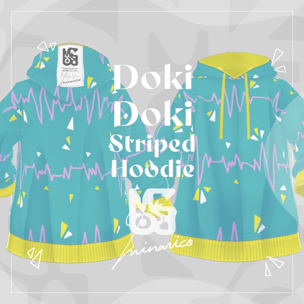 【VRoid】Doki Doki Striped Hoodie【男女兼用】