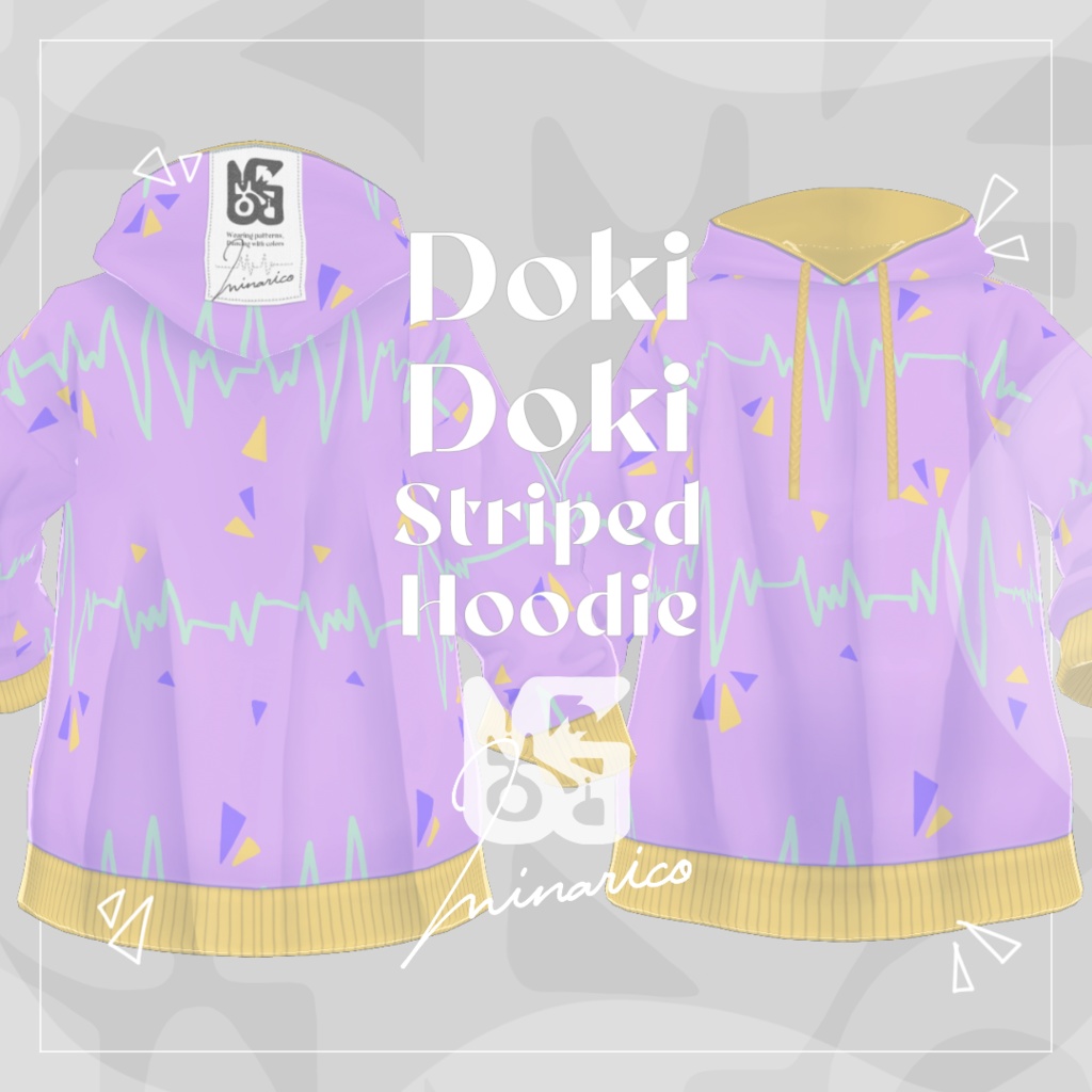 【VRoid】Doki Doki Striped Hoodie【男女兼用】