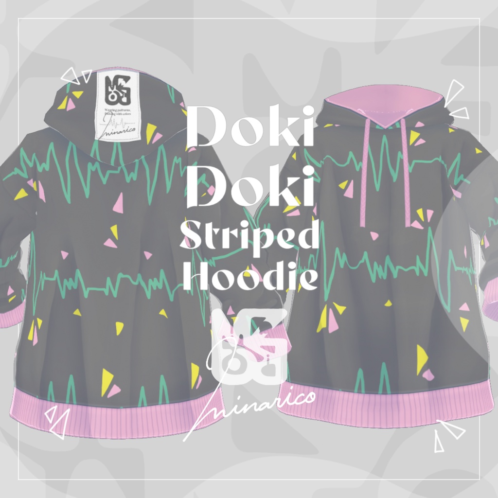 【VRoid】Doki Doki Striped Hoodie【男女兼用】