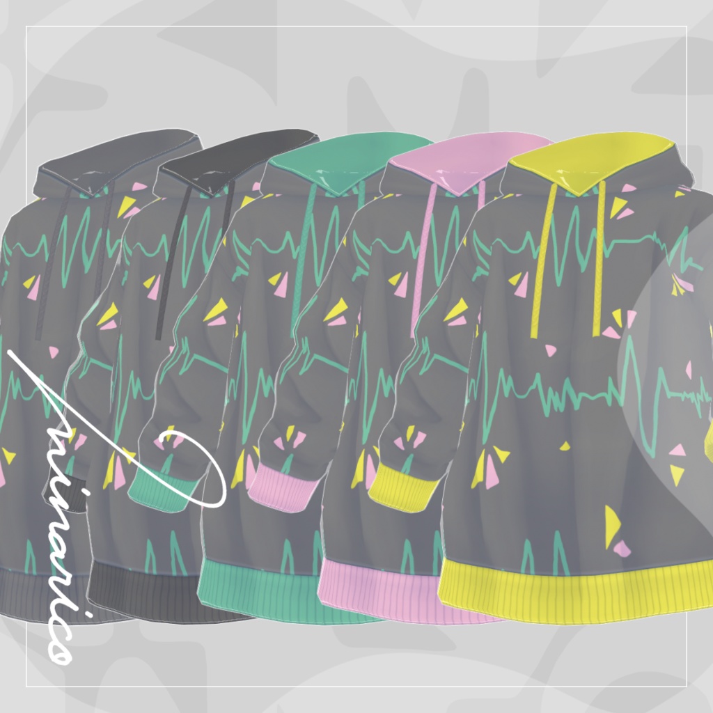 【VRoid】Doki Doki Striped Hoodie【男女兼用】