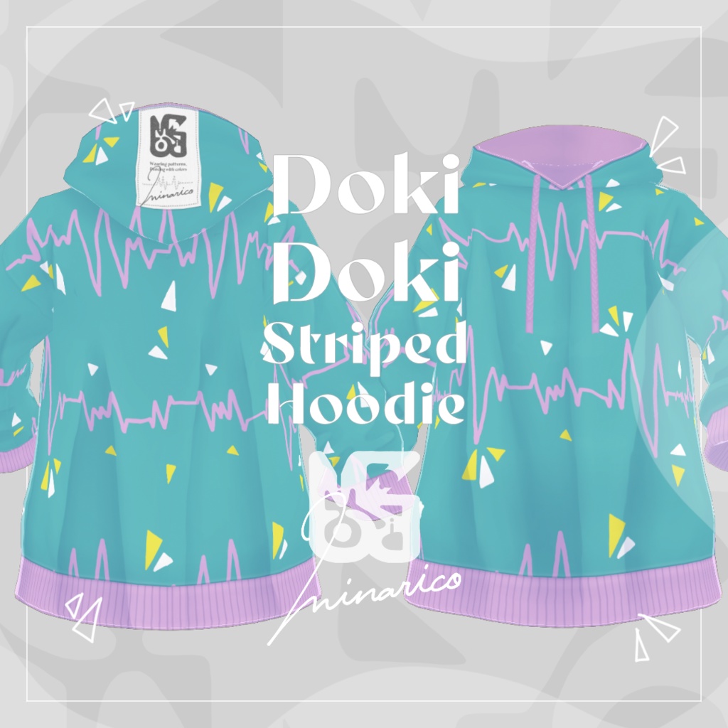 【VRoid】Doki Doki Striped Hoodie【男女兼用】