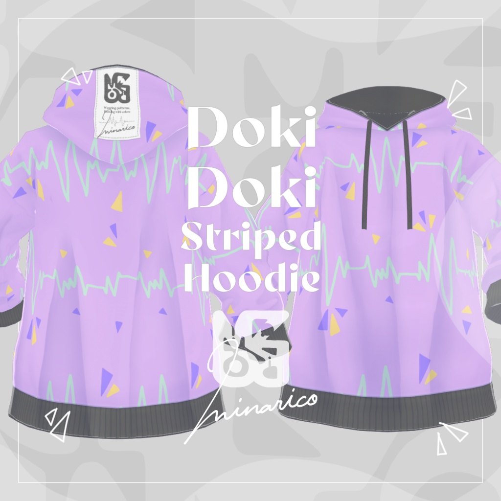 【VRoid】Doki Doki Striped Hoodie【男女兼用】