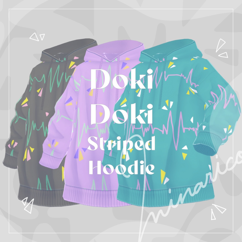 【VRoid】Doki Doki Striped Hoodie【男女兼用】