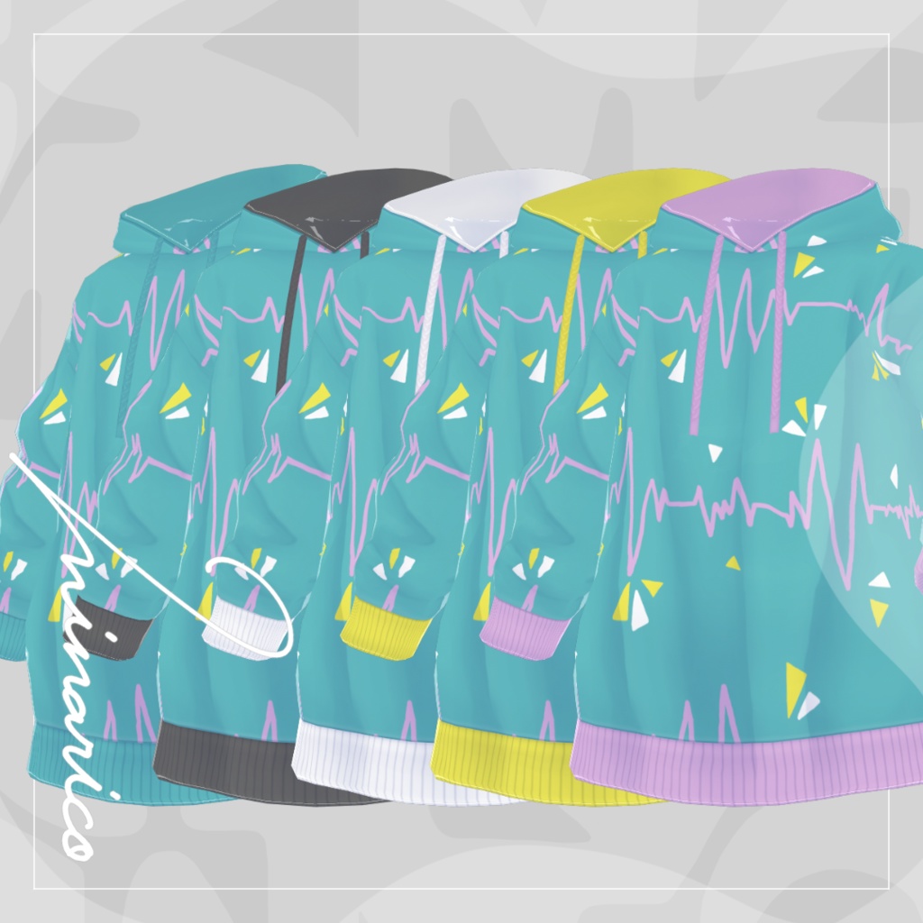 【VRoid】Doki Doki Striped Hoodie【男女兼用】