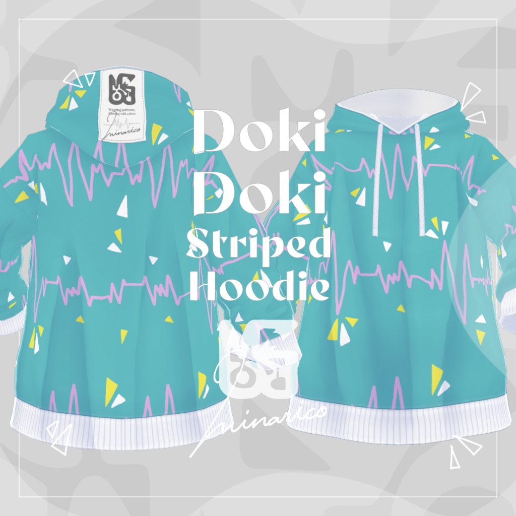 【VRoid】Doki Doki Striped Hoodie【男女兼用】