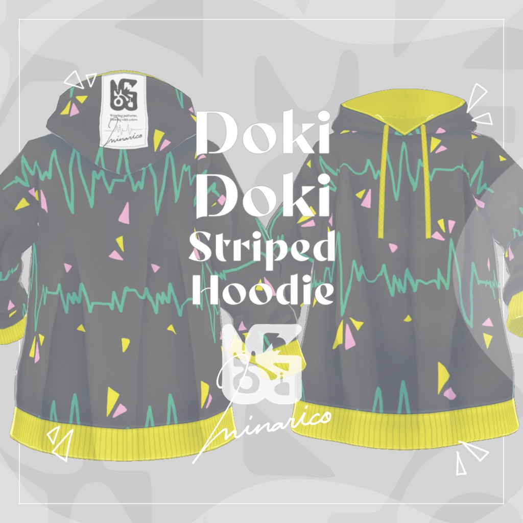 【VRoid】Doki Doki Striped Hoodie【男女兼用】