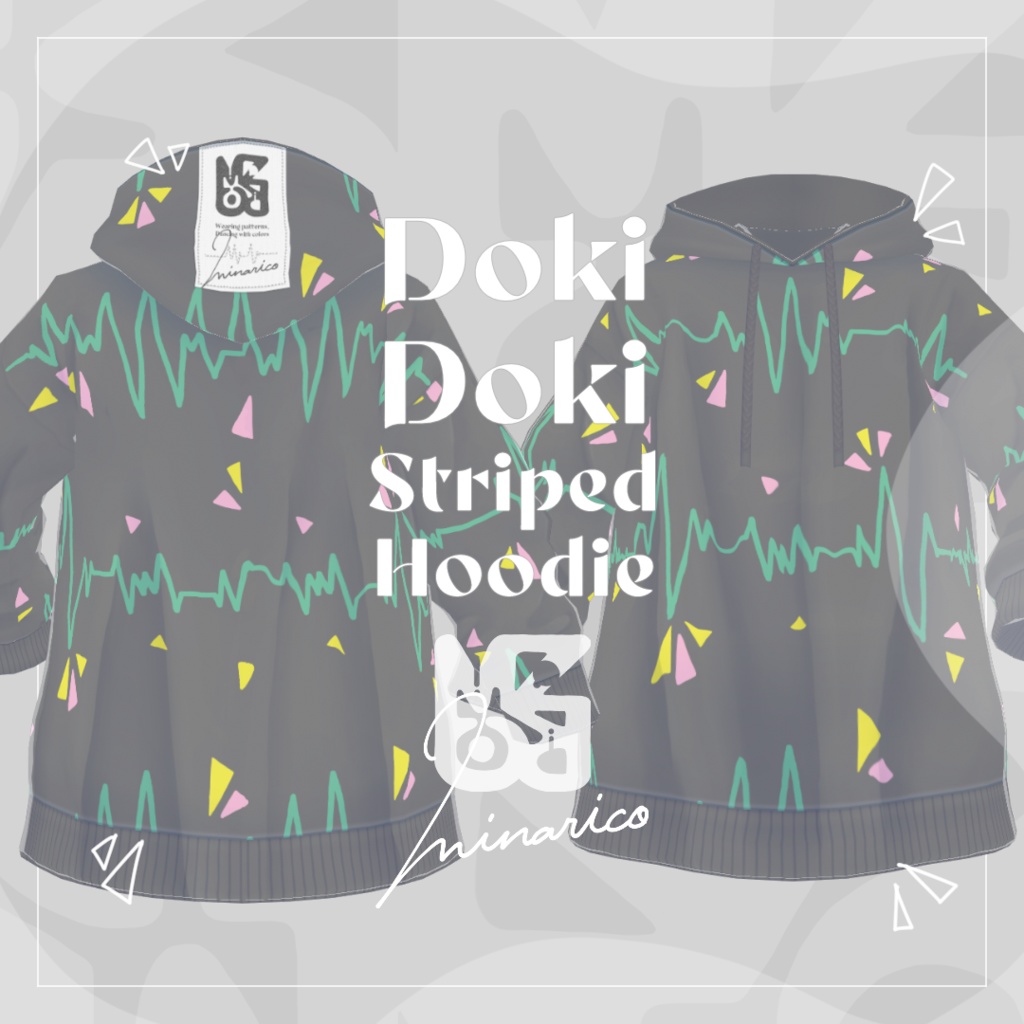 【VRoid】Doki Doki Striped Hoodie【男女兼用】