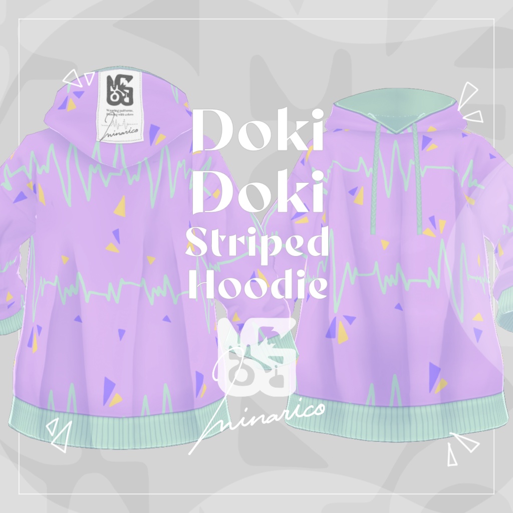 【VRoid】Doki Doki Striped Hoodie【男女兼用】