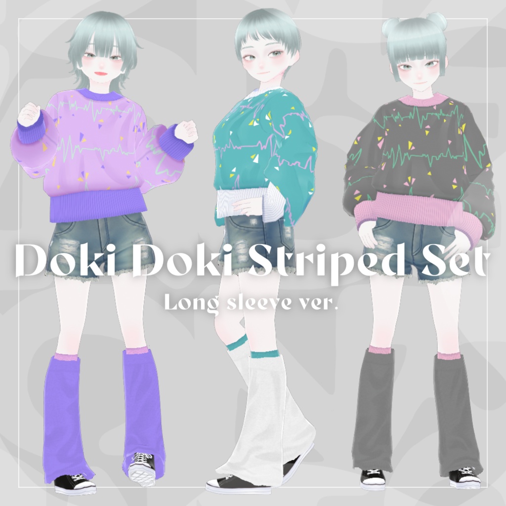 【VRoid】Doki Doki Striped Set
