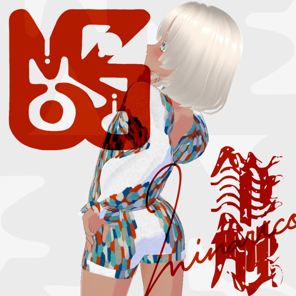 【VRoid】Patterned Double Puff Sleeve Body suits