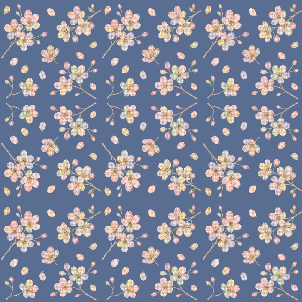 和モダン和花デジタルペーパーセット(シームレスパターン5種)