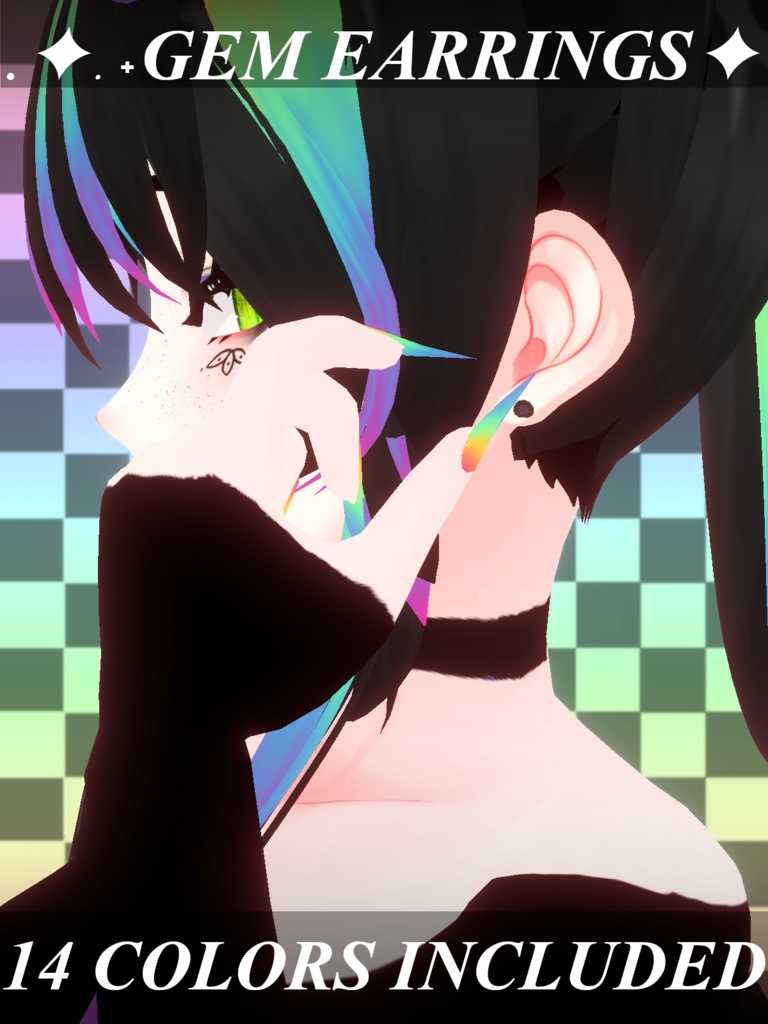 [Vroid Stable] Gemstone Earrings