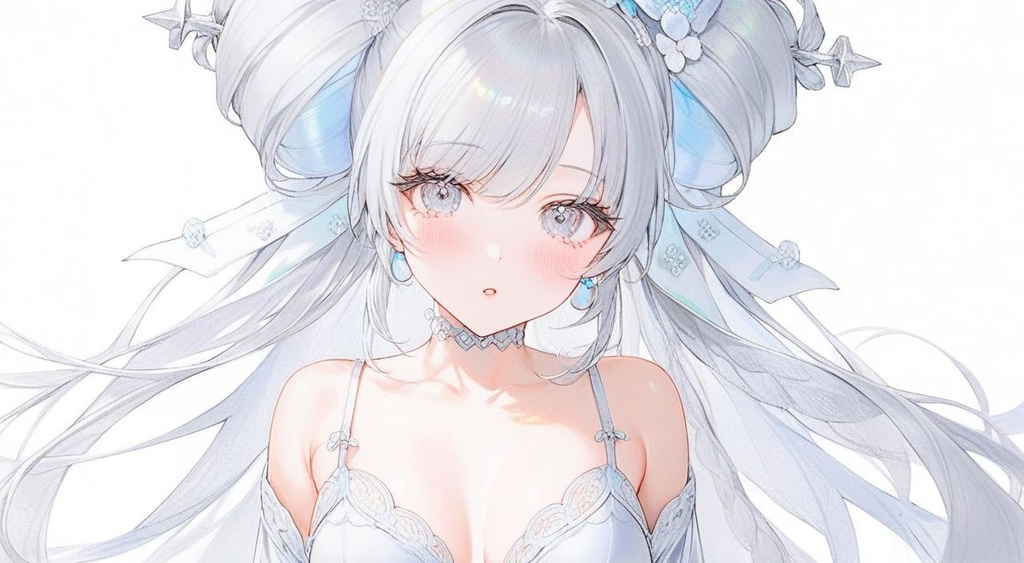 銀髪、銀の瞳　画像3枚　5秒の動画2本