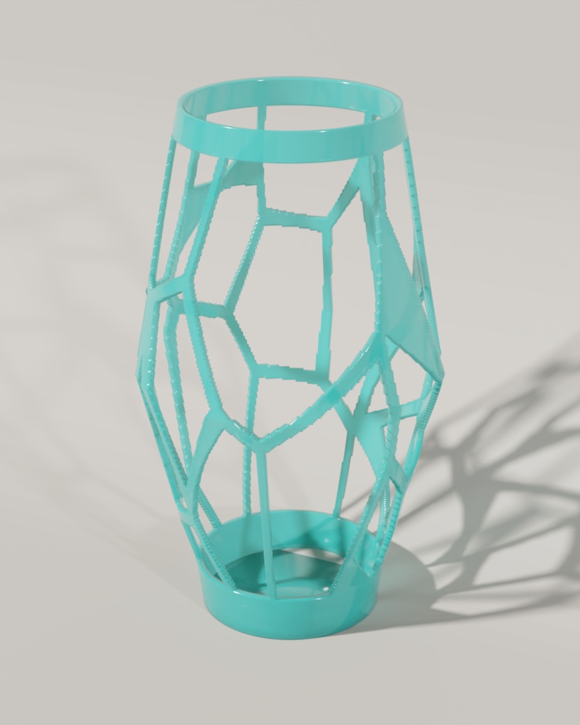 ボロノイパターン花瓶|幾何学ラティス造形 3Dプリントデータ
