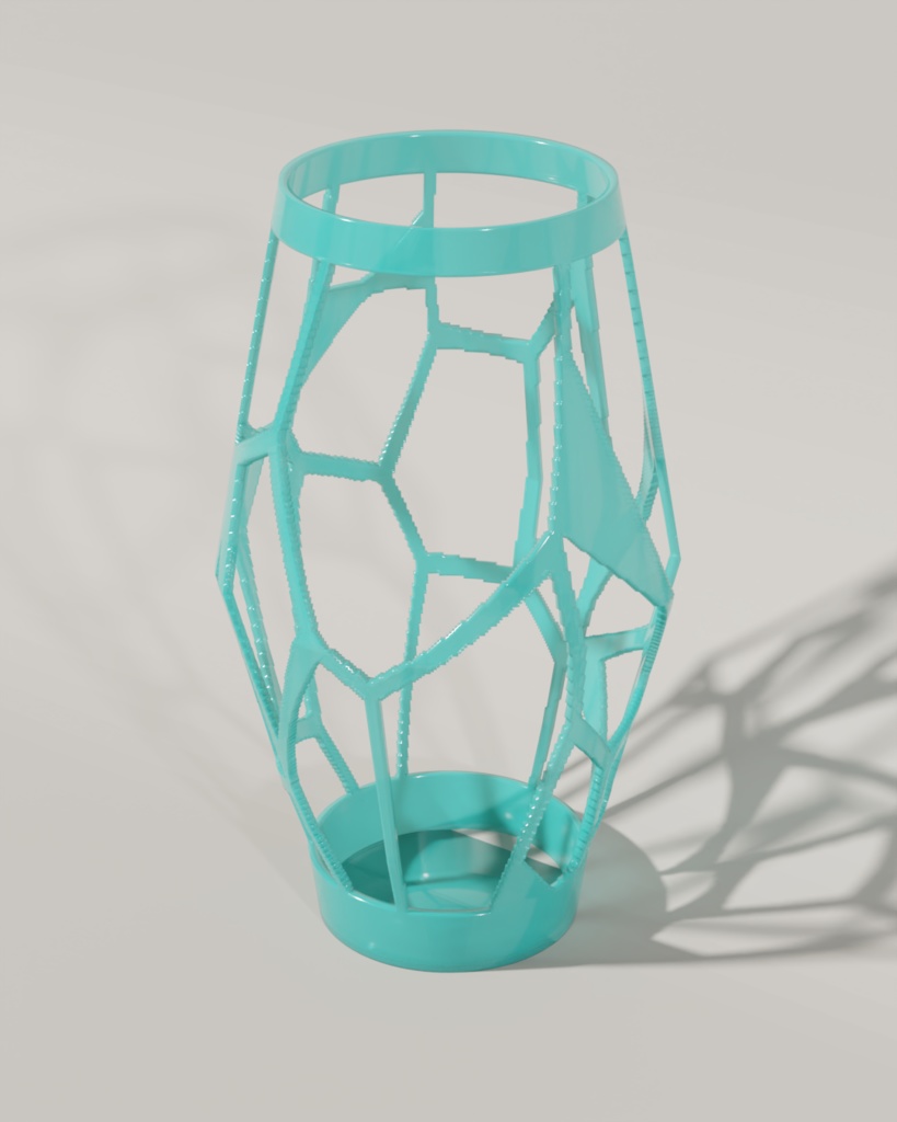 ボロノイパターン花瓶|幾何学ラティス造形 3Dプリントデータ