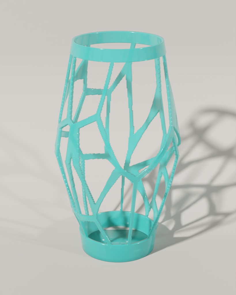 ボロノイパターン花瓶|幾何学ラティス造形 3Dプリントデータ
