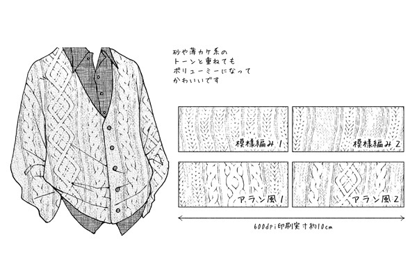 手描きニットトーン+ブラシセット(Clip/PNG/sut)