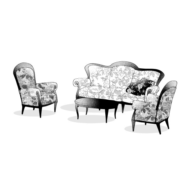 グレー&手描き線花柄トーンセット+おまけ(Clip/PNG)