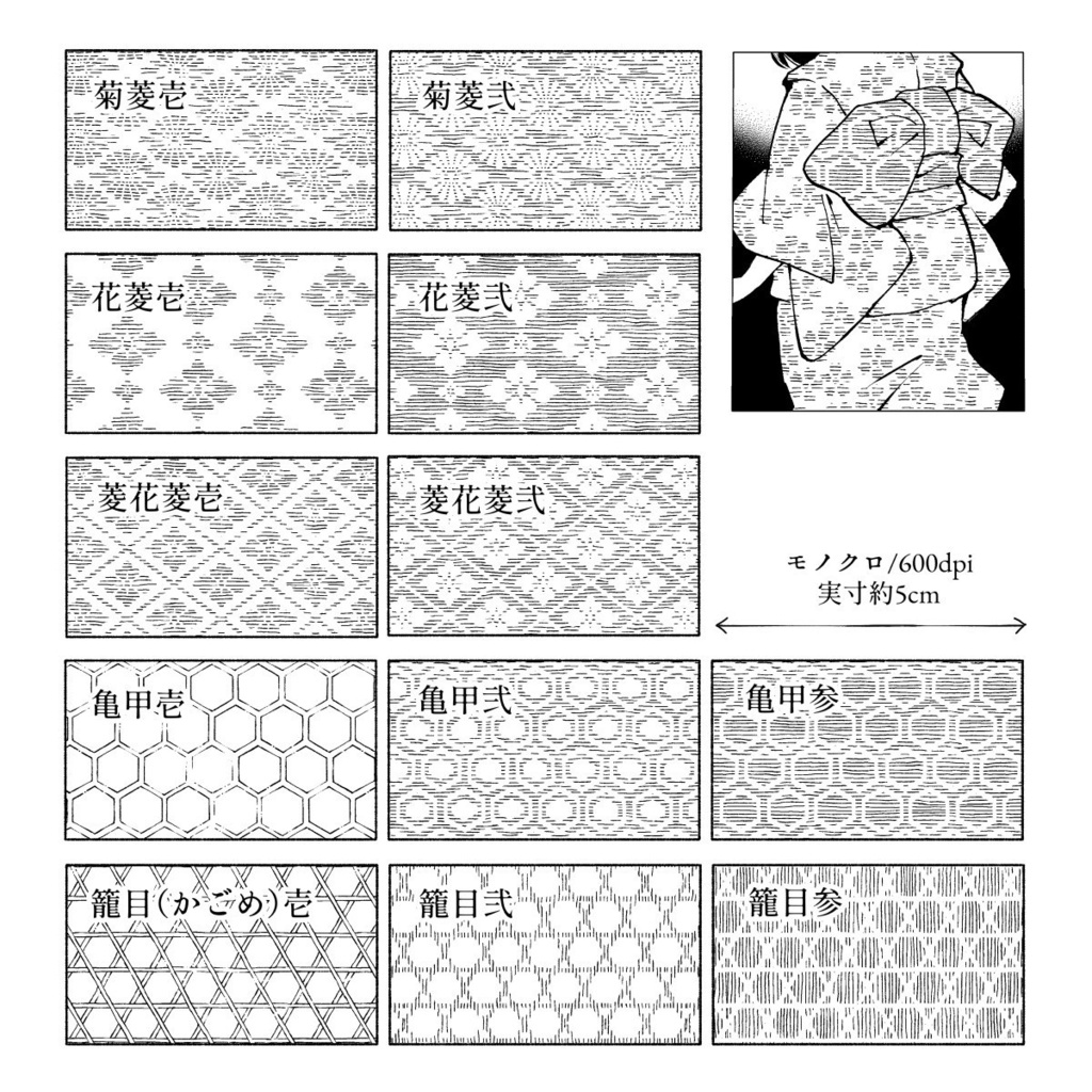 手描き和柄文様集2<改>+おまけ(Clip/PNG)
