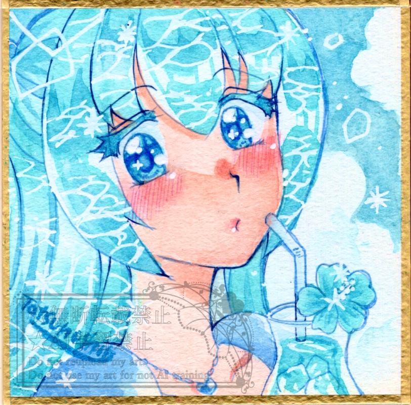 豆色紙＆てのひらペーパー＆1/4色紙水彩原画