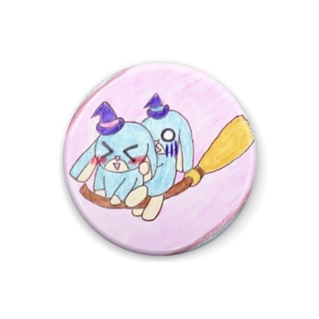 空飛ぶ双子の水色うさぎ缶バッジ うさぎは水色 Booth