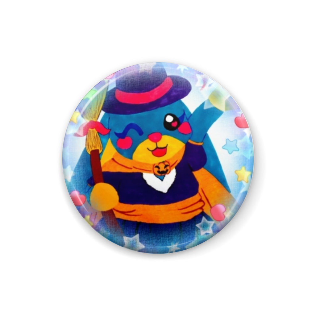 魔女っ子うさんちゃんの缶バッジ うさぎは水色 Booth