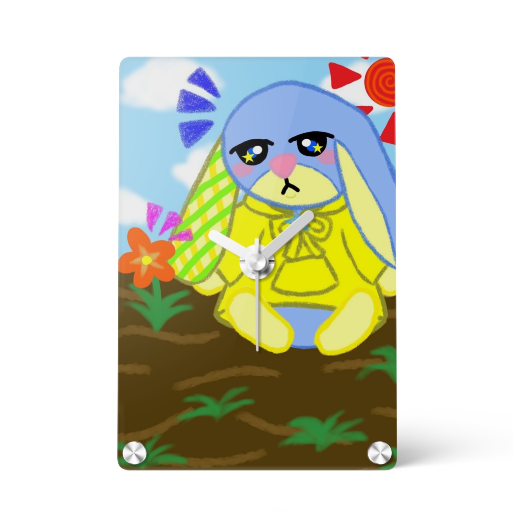 うさんくんのアクリル時計 うさぎは水色 Booth
